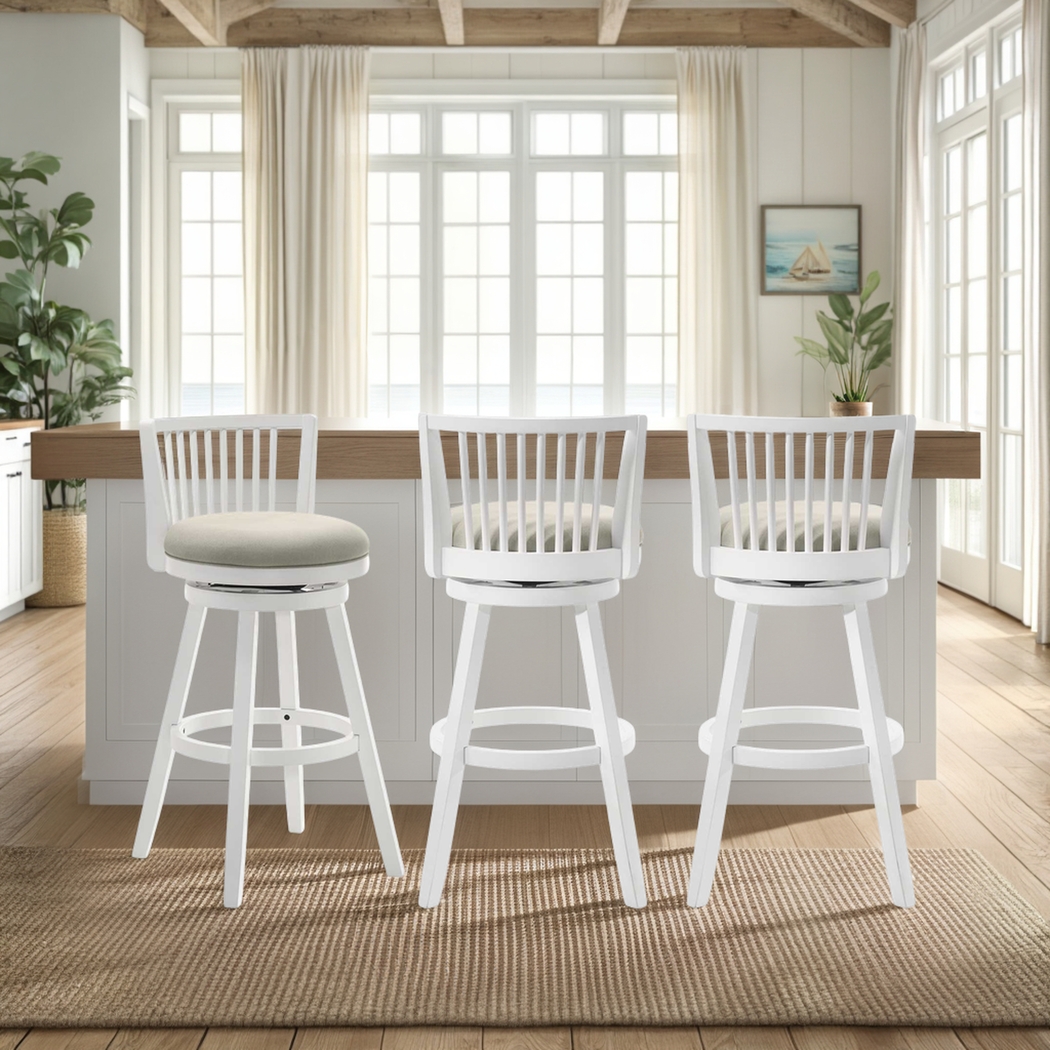 Cragy I White and Beige Barstool - Thumbnail - Image 3