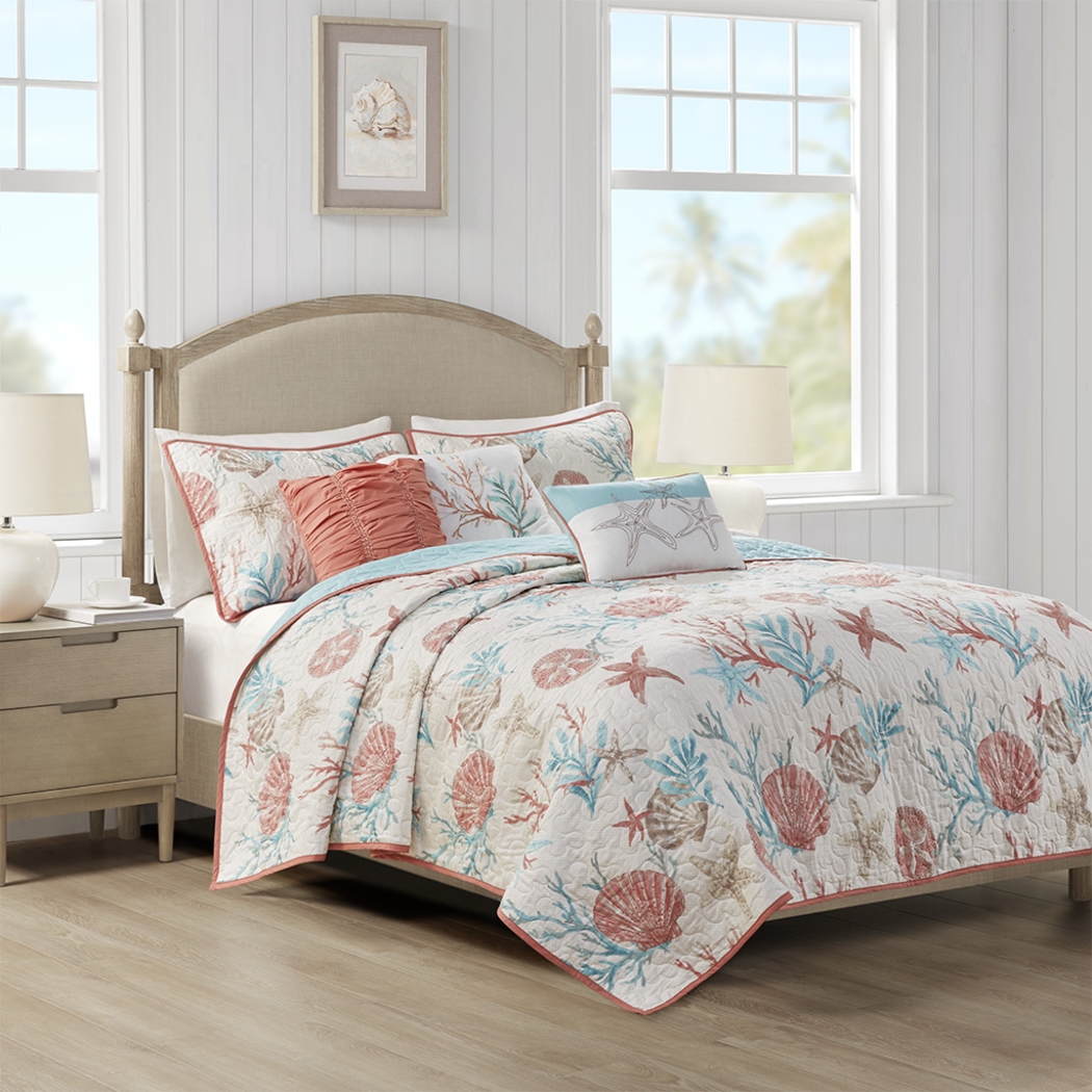 Craigie Coral 6 Pc Coral King/California Coverlet Set - Thumbnail - Image 3