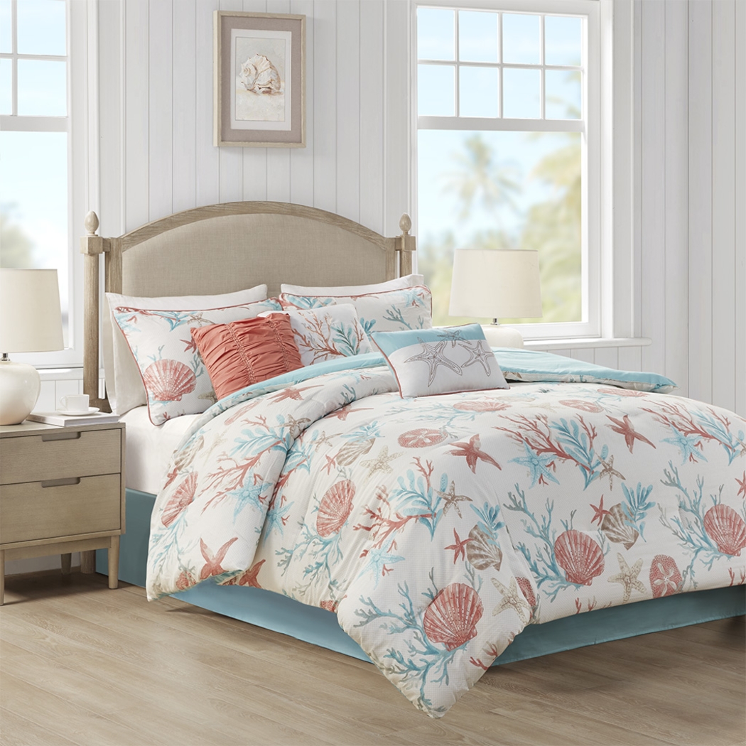 Craigie Coral 7 Pc Queen Comforter Set - Thumbnail - Image 2