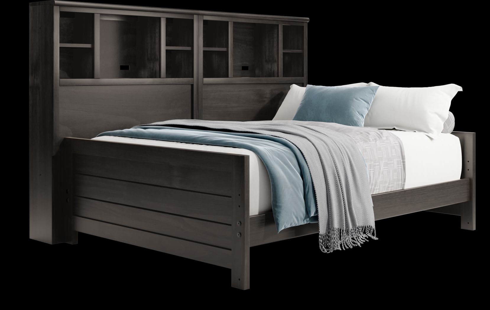 Kids Creekside 2.0 Charcoal Full Bookcase Wall Bed - Thumbnail - Image 1