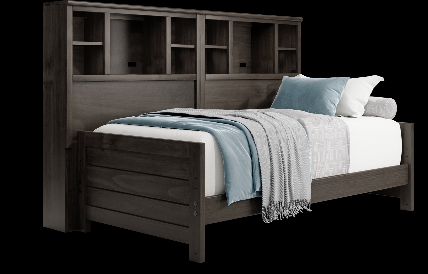Kids Creekside 2.0 Charcoal Twin Bookcase Wall Bed - Thumbnail - Image 1