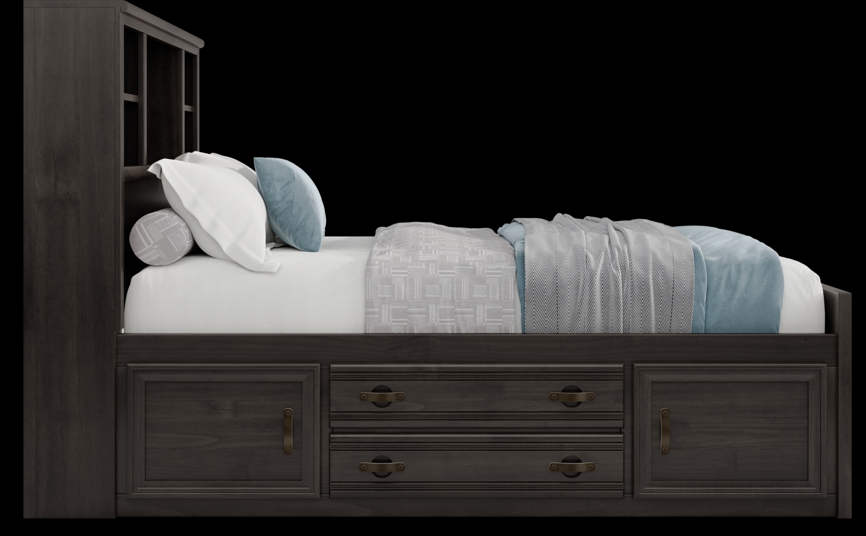 Kids Creekside 2.0 Charcoal 5 Pc Full Bookcase Bedroom with Storage - Thumbnail - Image 4