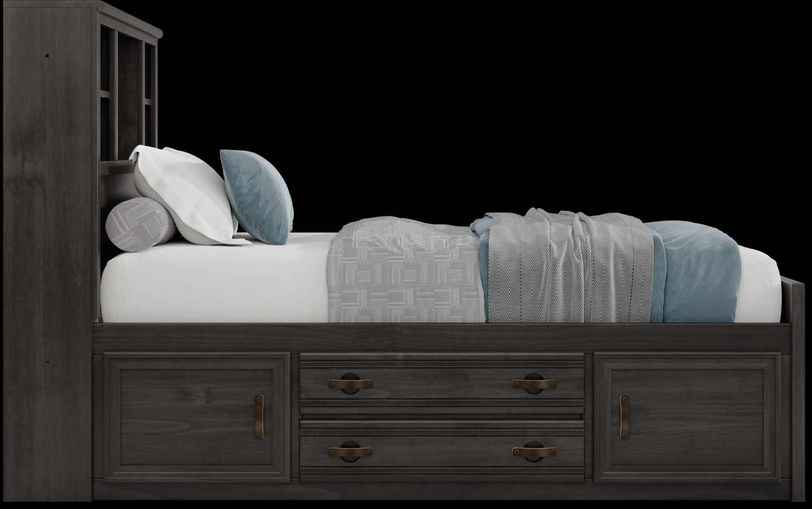 Kids Creekside 2.0 Charcoal Full Bookcase Bedroom with 2 Storage Side Rails - Thumbnail - Image 5