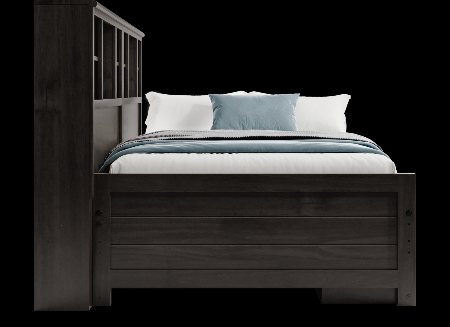 Kids Creekside 2.0 Charcoal Full Bookcase Wall Bed with Storage Side Rail - Thumbnail - Image 3