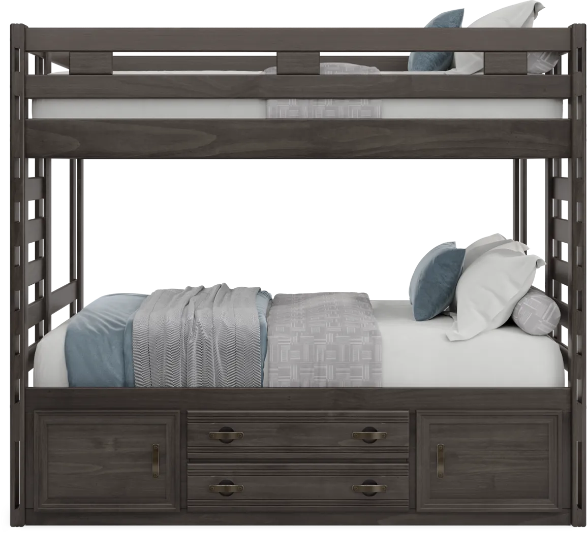 Kids Creekside 2.0 Charcoal Full/Full Bunk Bed with Storage Side Rail - Thumbnail - Image 2