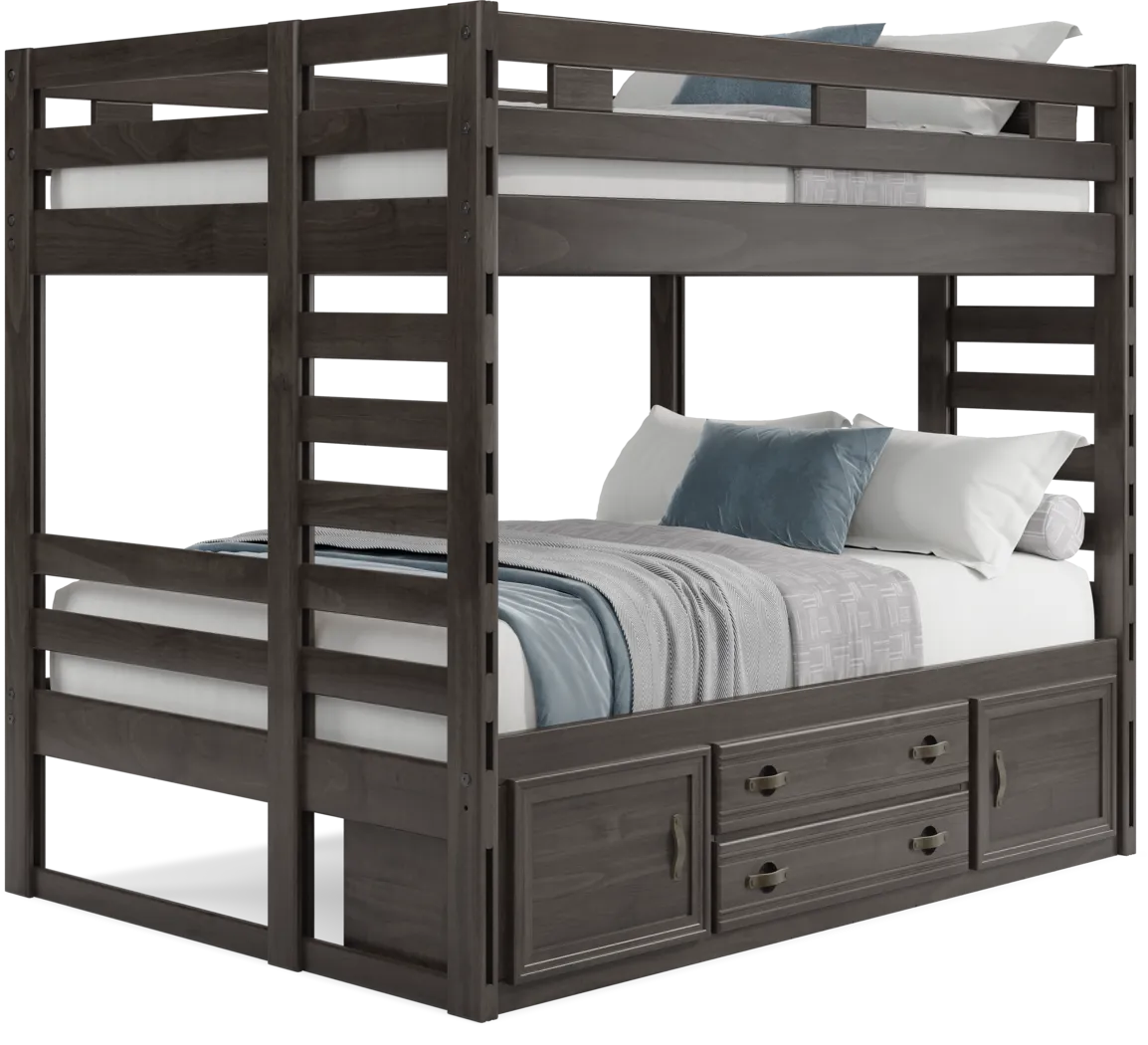Kids Creekside 2.0 Charcoal Full/Full Bunk Bed with Storage Side Rail - Thumbnail - Image 1