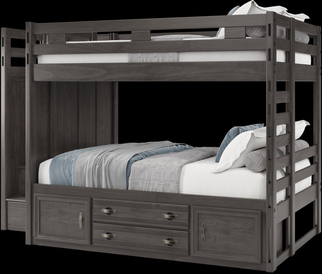 Kids Creekside 2.0 Charcoal Full/Full Step Bunk Bed with Storage Side Rail - Thumbnail - Image 4