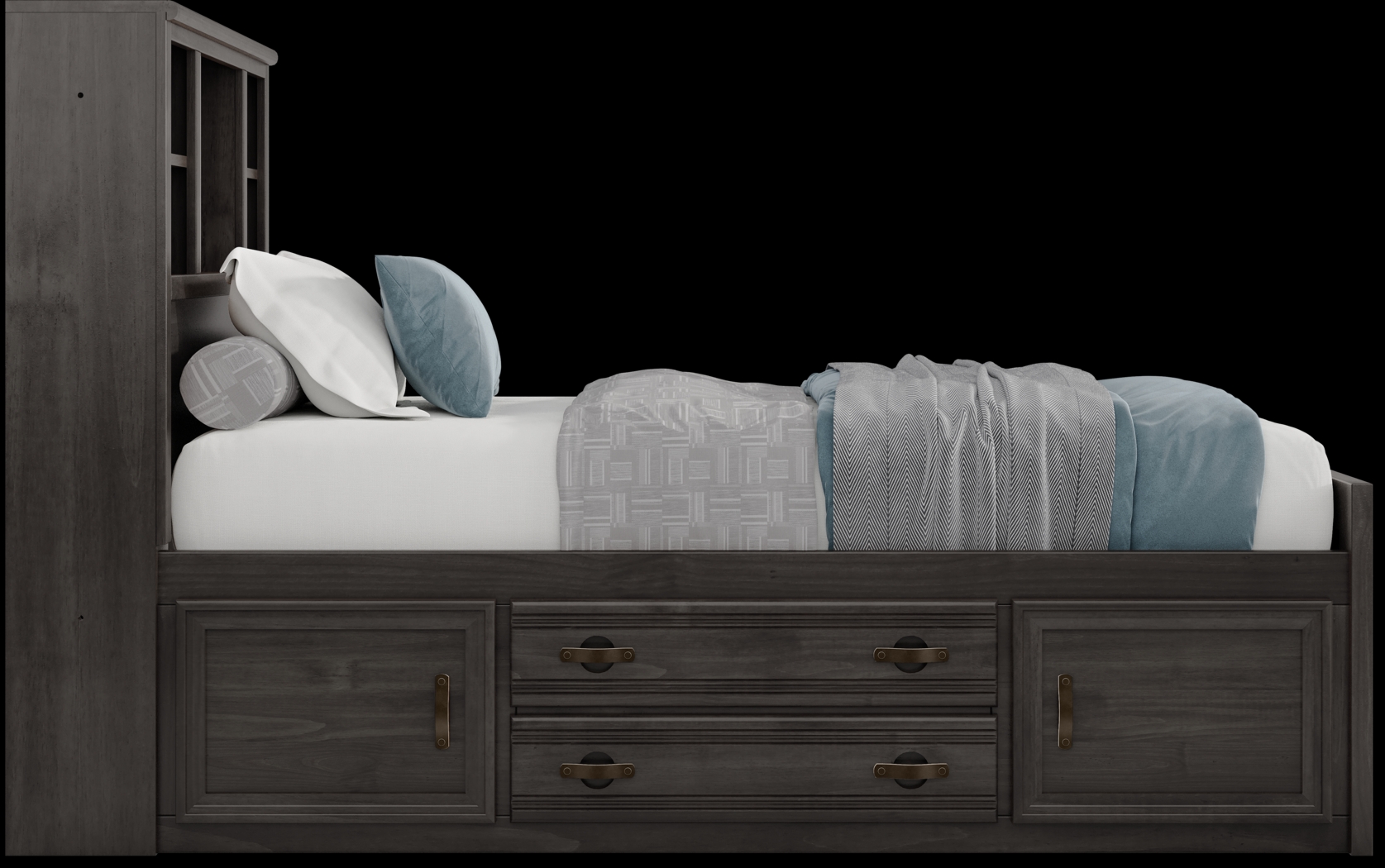 Kids Creekside 2.0 Charcoal Twin Bookcase Bed with Storage Side Rail - Thumbnail - Image 4