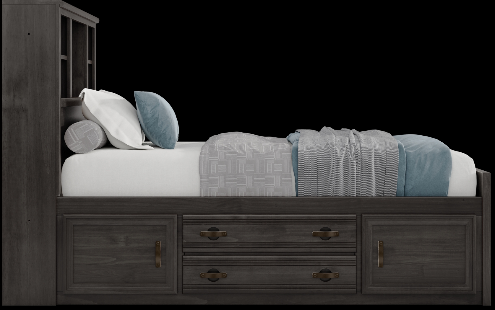 Kids Creekside 2.0 Charcoal Twin Bookcase Bed with 2 Storage Side Rails - Thumbnail - Image 3