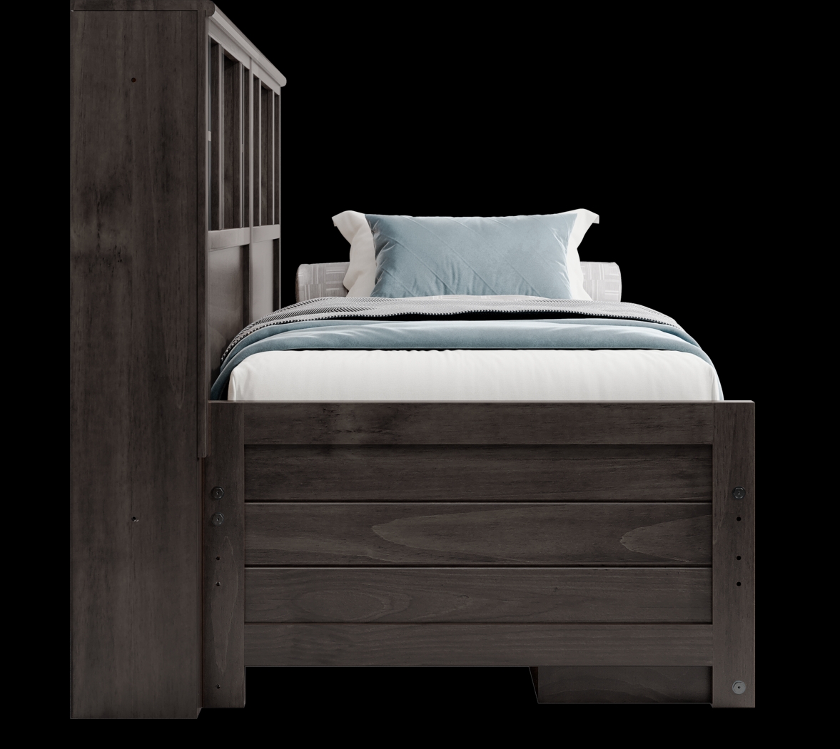Kids Creekside 2.0 Charcoal Twin Bookcase Wall Bed with Storage Side Rail - Thumbnail - Image 3