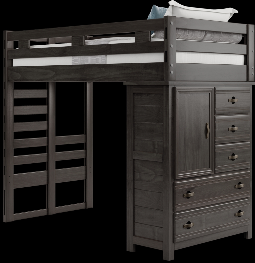 Kids Creekside 2.0 Charcoal Twin Loft with Chest - Thumbnail - Image 1