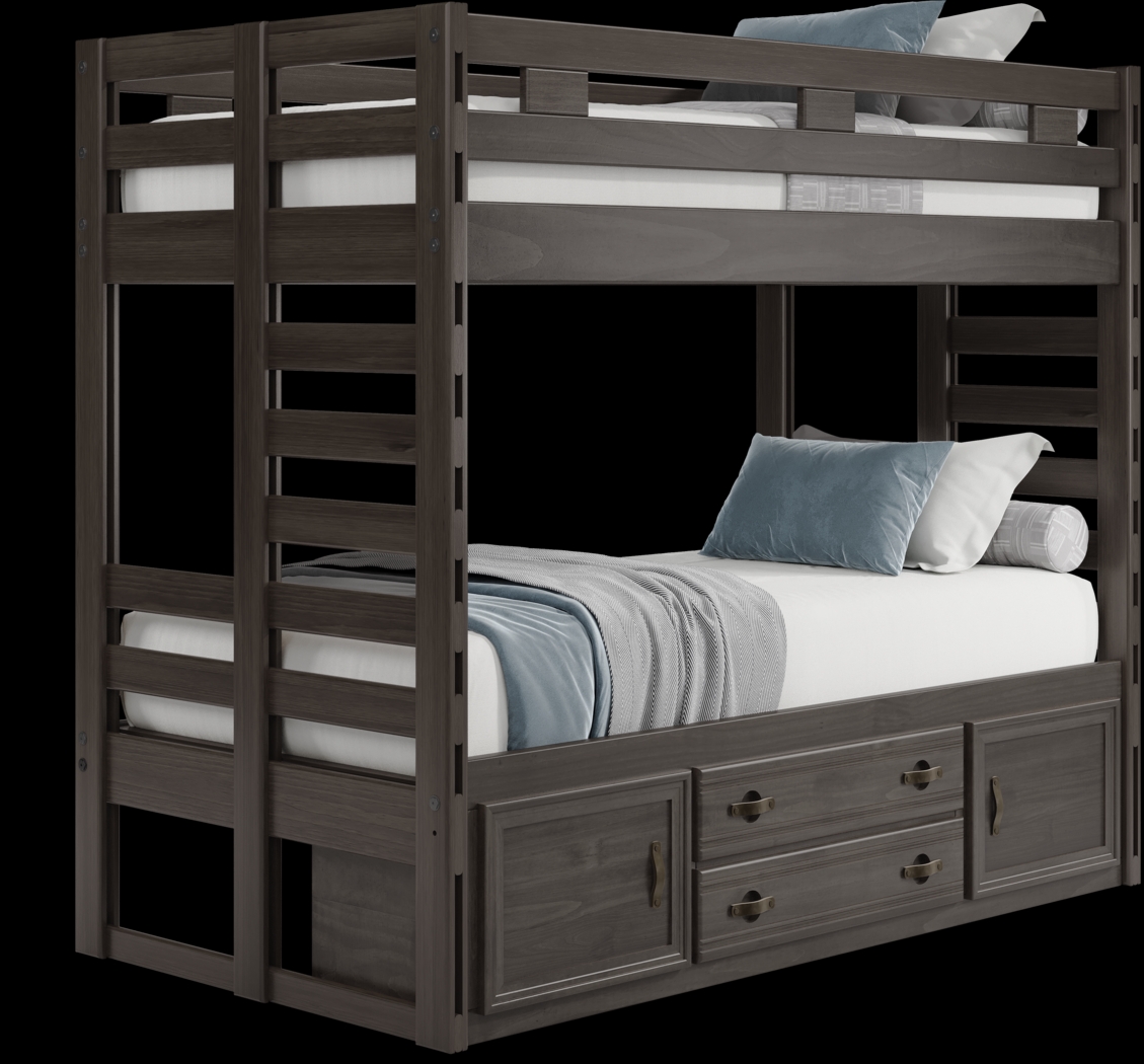 Kids Creekside 2.0 Charcoal Twin/Twin Bunk Bed with Storage Side Rail - Thumbnail - Image 1