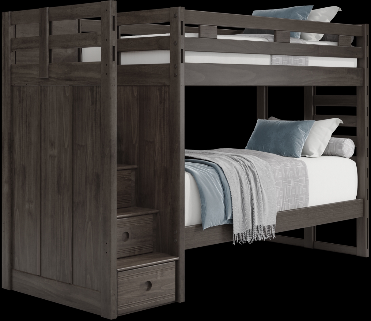 Kids Creekside 2.0 Charcoal Twin/Twin Step Bunk Bed - Thumbnail - Image 1