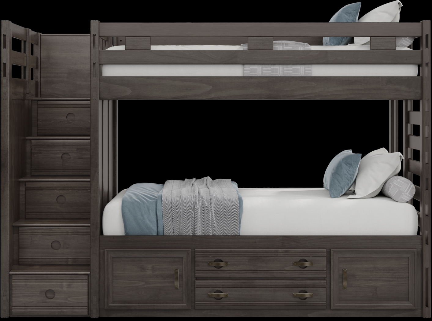 Kids Creekside 2.0 Charcoal Twin/Twin Step Bunk Bed with Storage Side Rail - Thumbnail - Image 3