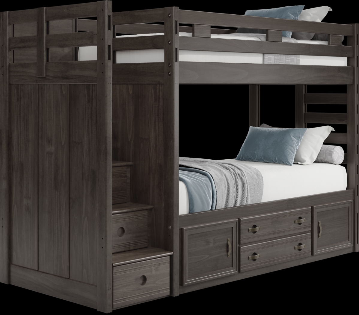 Kids Creekside 2.0 Charcoal Twin/Twin Step Bunk Bed with Storage Side Rail - Thumbnail - Image 1