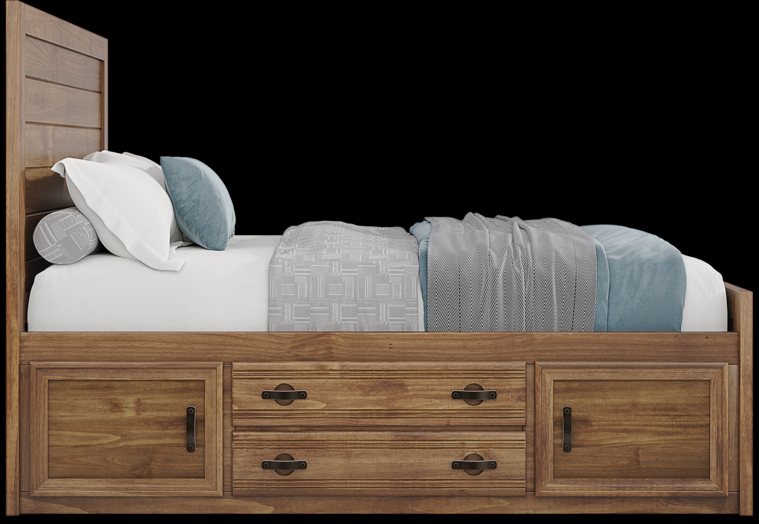 Kids Creekside 2.0 Chestnut Full Panel Bed with Storage Side Rail - Thumbnail - Image 3