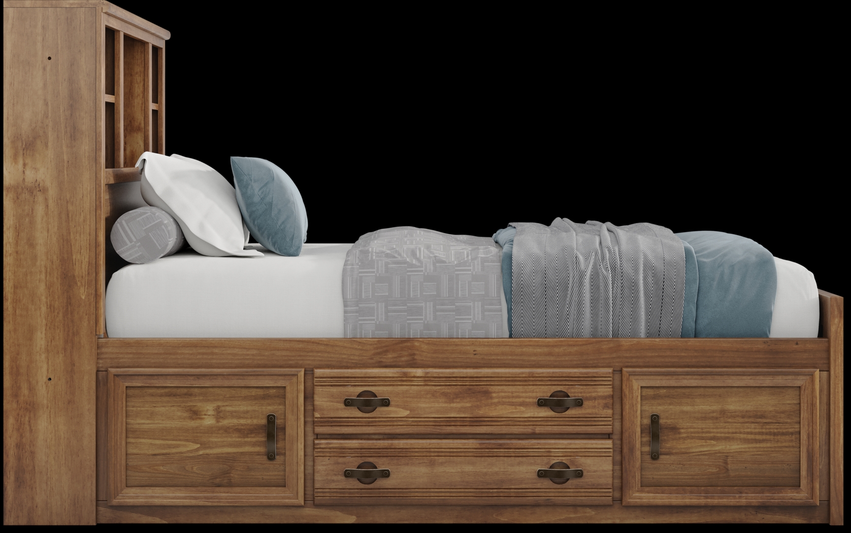 Kids Creekside 2.0 Chestnut Twin Bookcase Bedroom with Storage Side Rail - Thumbnail - Image 5