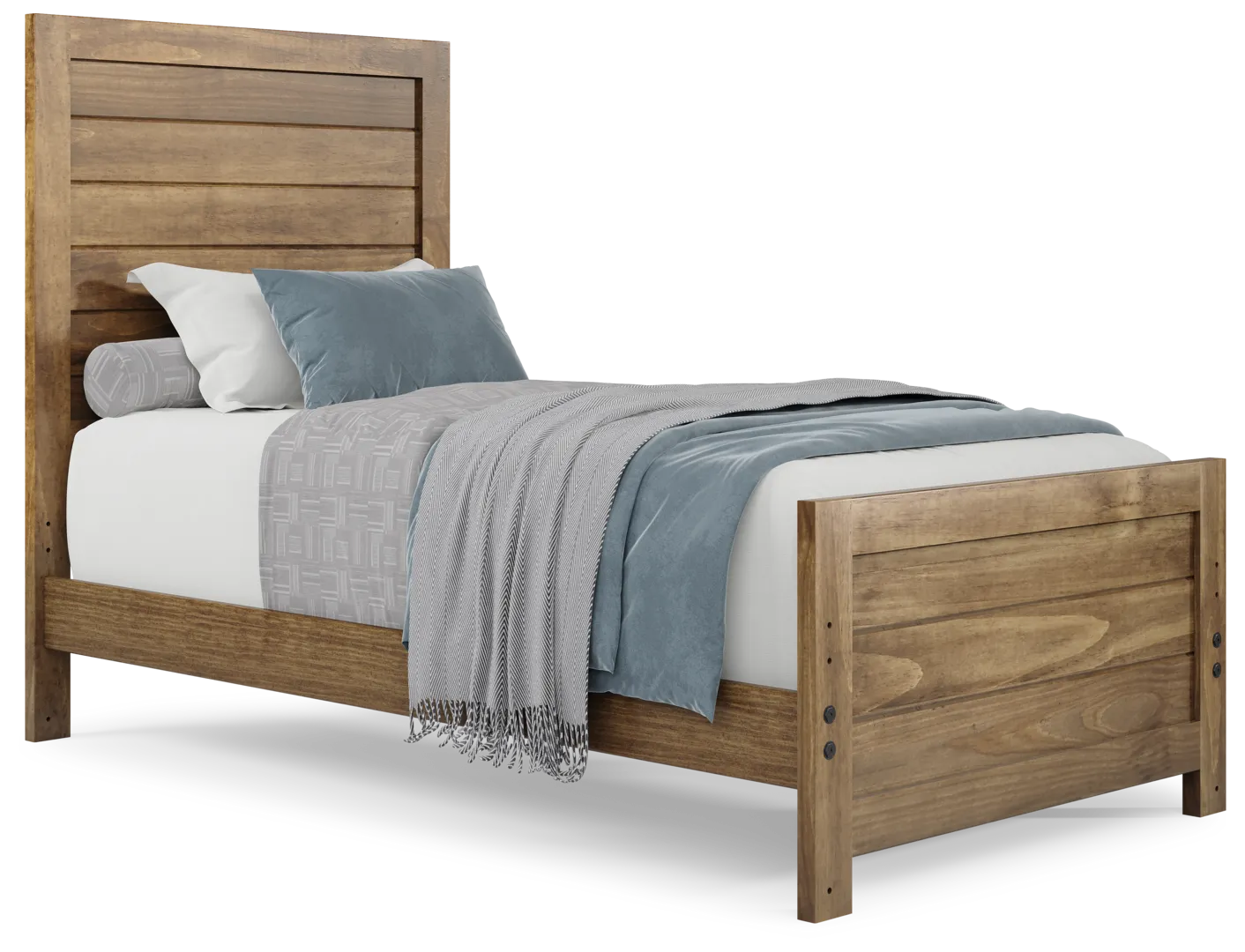 chestnut 3 pc twin panel bed