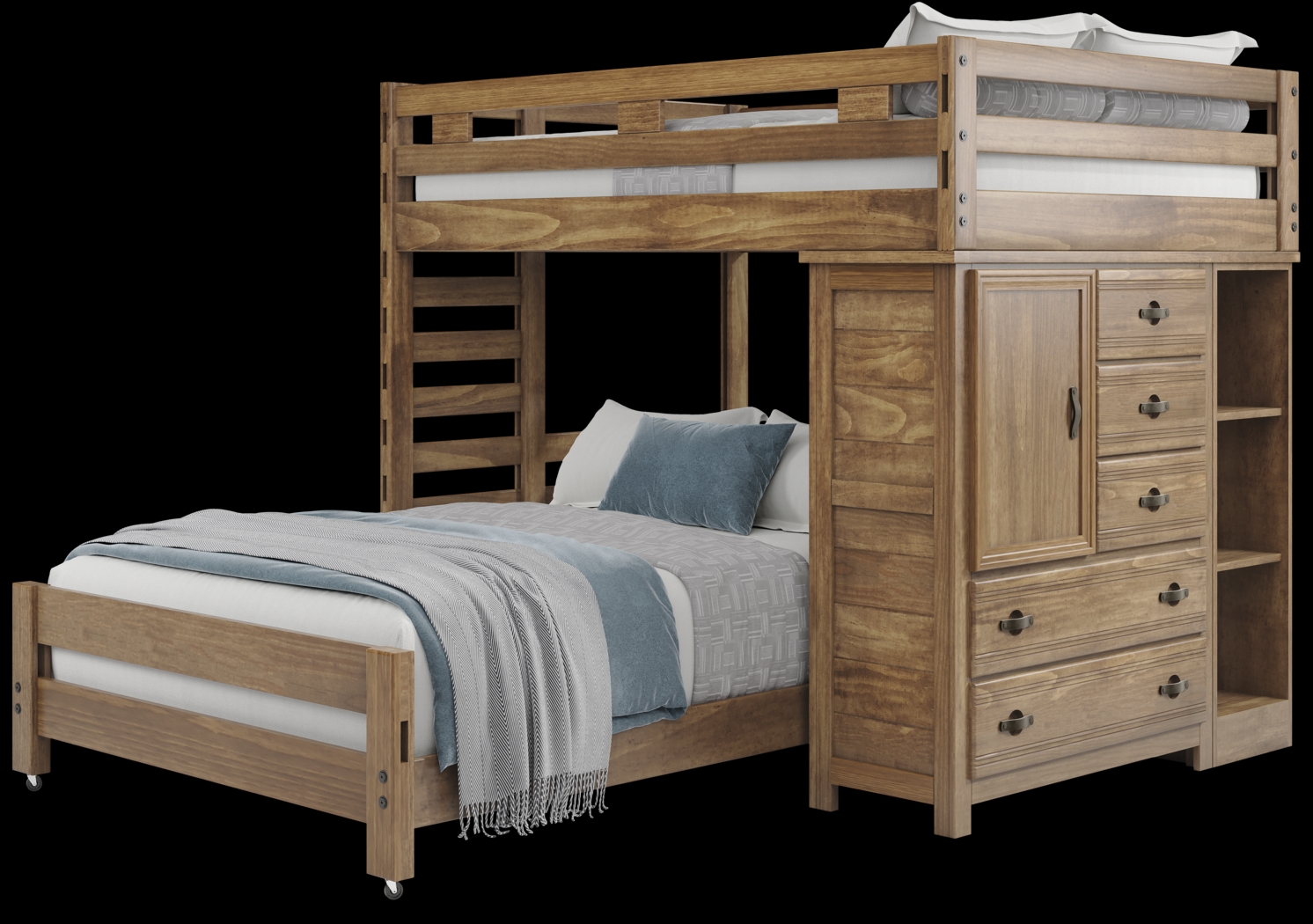 Kids Creekside 2.0 Chestnut Full/Full Loft with Loft Chest and Bookcase - Thumbnail - Image 3