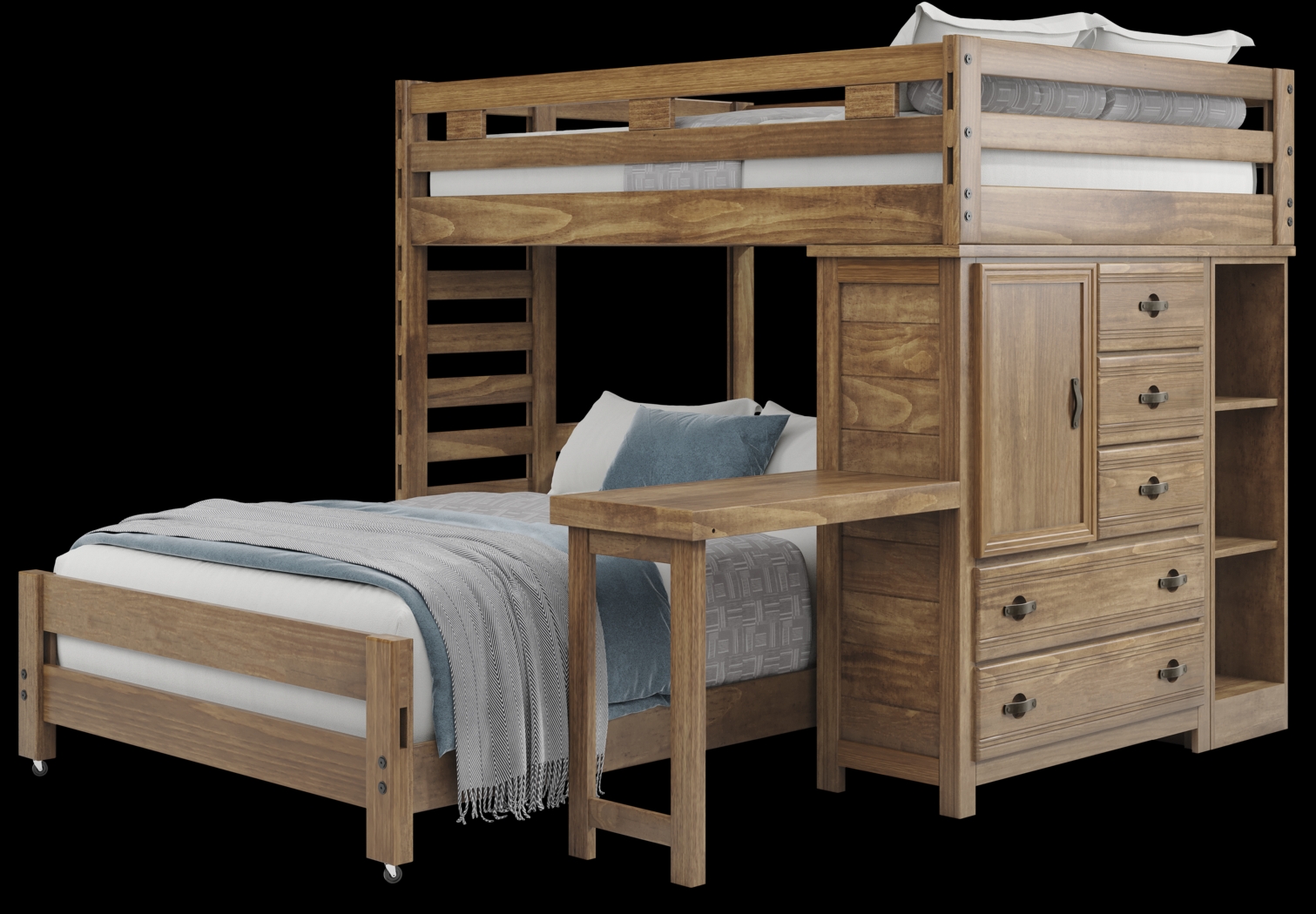 Kids Creekside 2.0 Chestnut Full/Full Loft with Loft Chest, Bookcase and Desk Attachment - Thumbnail - Image 4