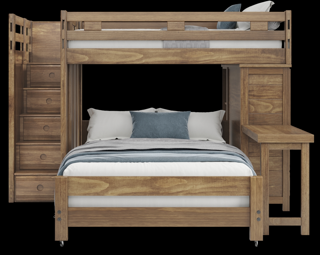 Kids Creekside 2.0 Chestnut Full/Full Step Loft with Loft Chest, Bookcase and Desk Attachment - Thumbnail - Image 2