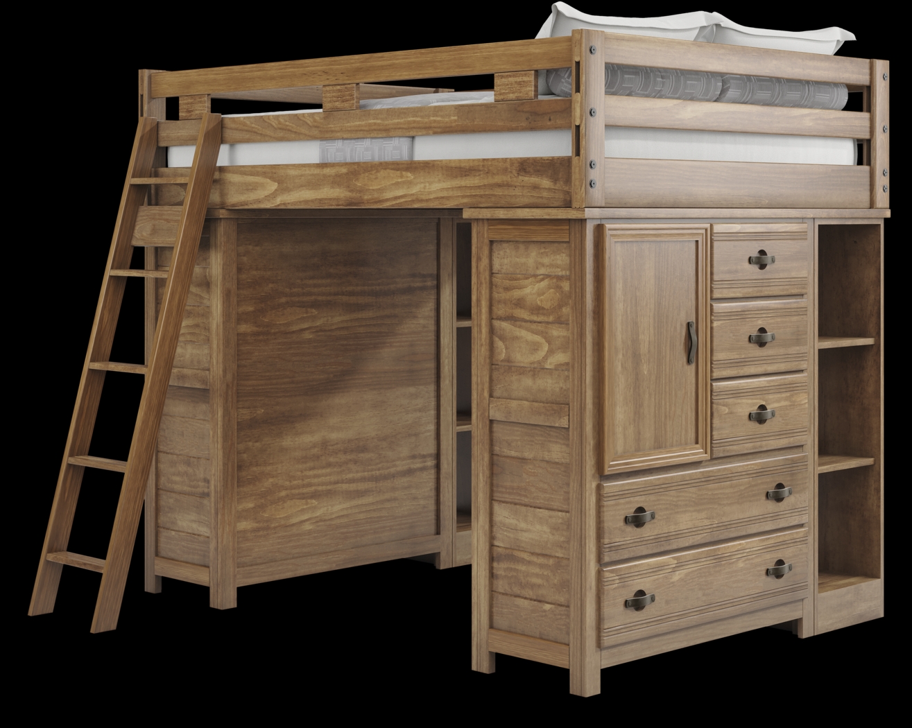 Kids Creekside 2.0 Chestnut Full Loft with 2 Loft Chests and 2 Bookcases - Thumbnail - Image 3