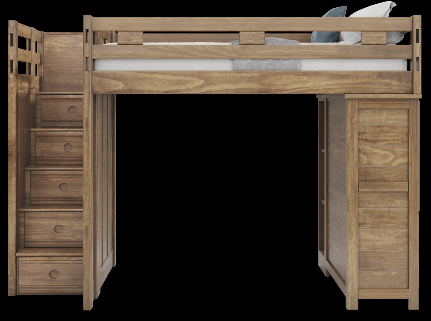 Kids Creekside 2.0 Chestnut Full Step Loft with Loft Chest and Bookcase - Thumbnail - Image 3