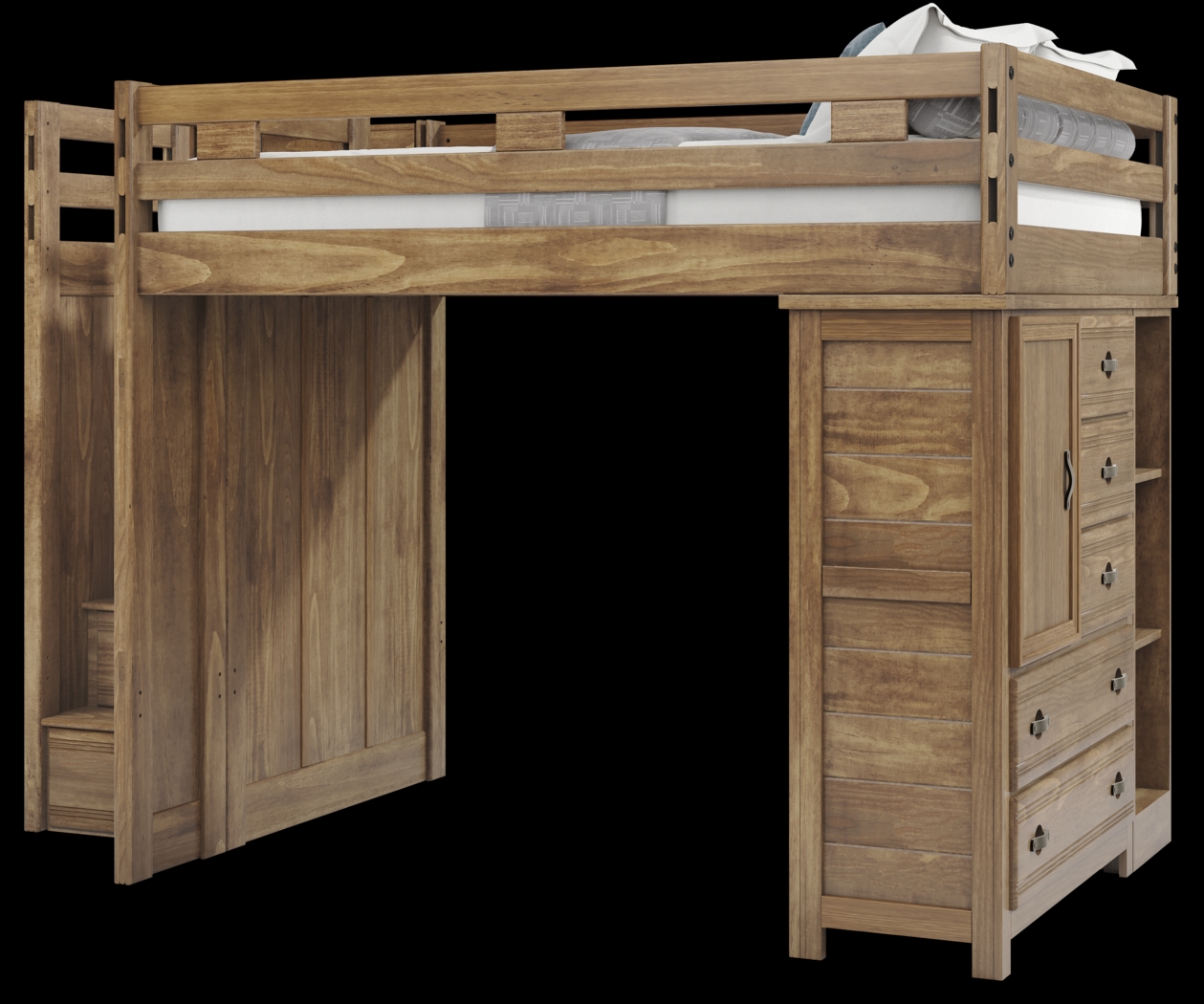 Kids Creekside 2.0 Chestnut Full Step Loft with Loft Chest and Bookcase - Thumbnail - Image 4