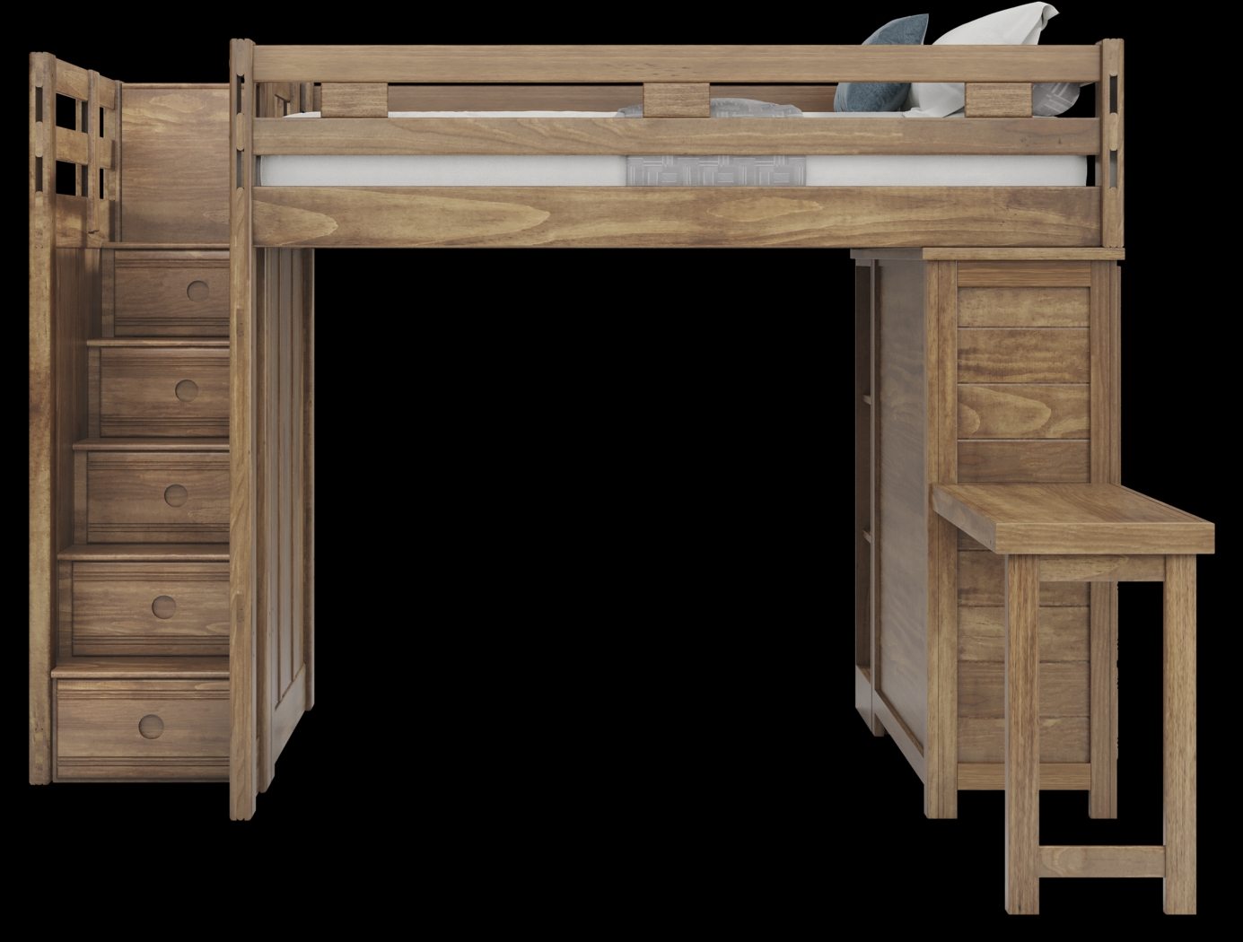 Kids Creekside 2.0 Chestnut Full Step Loft with Loft Chest, Bookcase and Desk Attachment - Thumbnail - Image 2