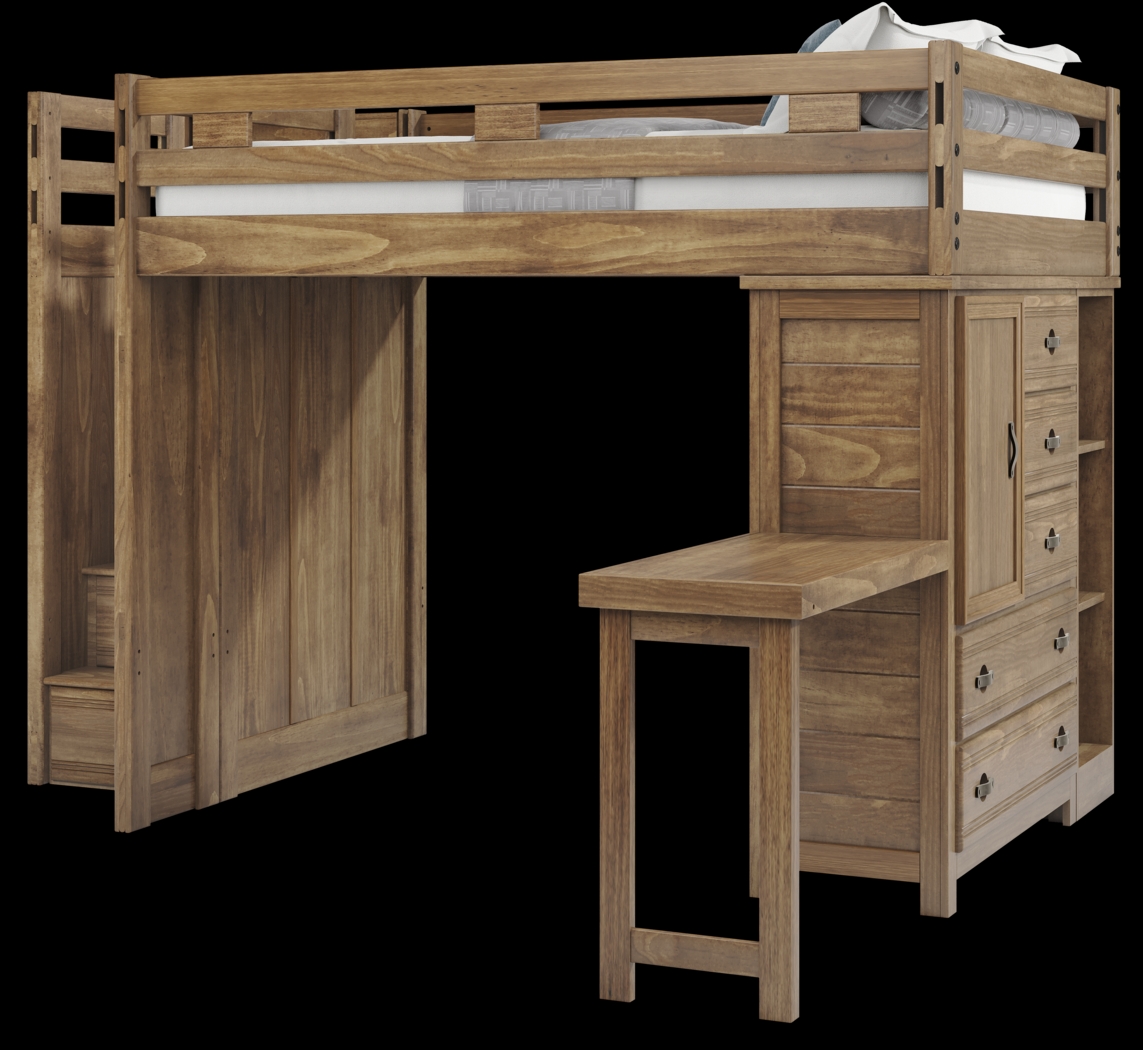 Kids Creekside 2.0 Chestnut Full Step Loft with Loft Chest, Bookcase and Desk Attachment - Thumbnail - Image 3