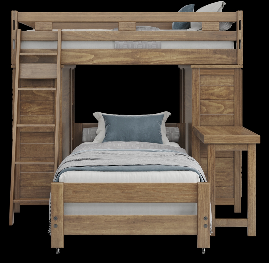 Kids Creekside 2.0 Chestnut Full/Twin Loft with 2 Loft Chests, 2 Bookcases and Desk Attachment - Thumbnail - Image 2