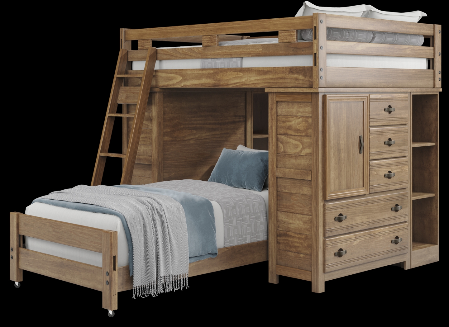 Kids Creekside 2.0 Chestnut Full/Twin Loft with 2 Loft Chests and 2 Bookcases - Thumbnail - Image 3