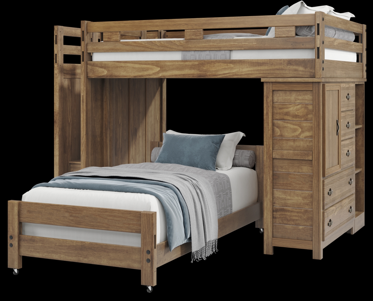 Kids Creekside 2.0 Chestnut Full/Twin Step Loft with Loft Chest and Bookcase - Thumbnail - Image 3