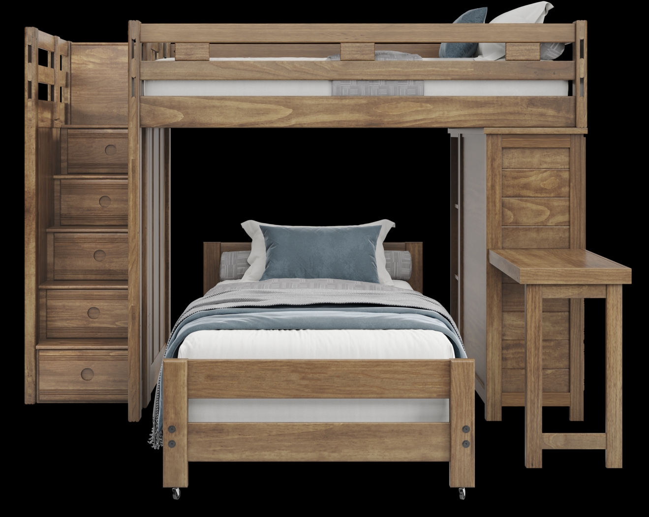 Kids Creekside 2.0 Chestnut Full/Twin Step Loft with Loft Chest, Bookcase and Desk Attachment - Thumbnail - Image 2