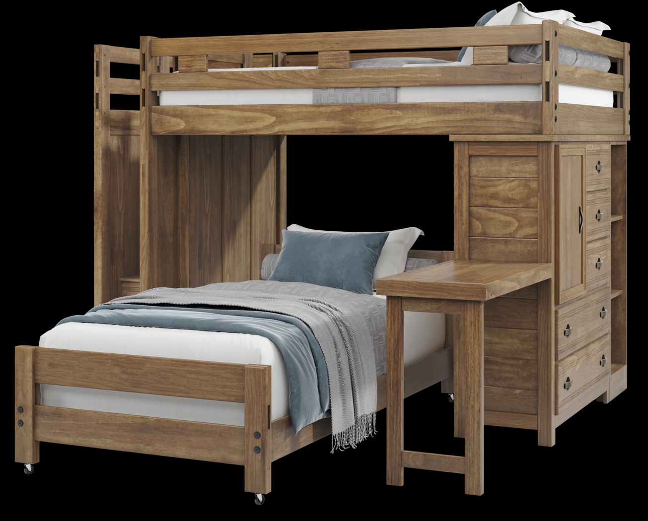 Kids Creekside 2.0 Chestnut Full/Twin Step Loft with Loft Chest, Bookcase and Desk Attachment - Thumbnail - Image 3