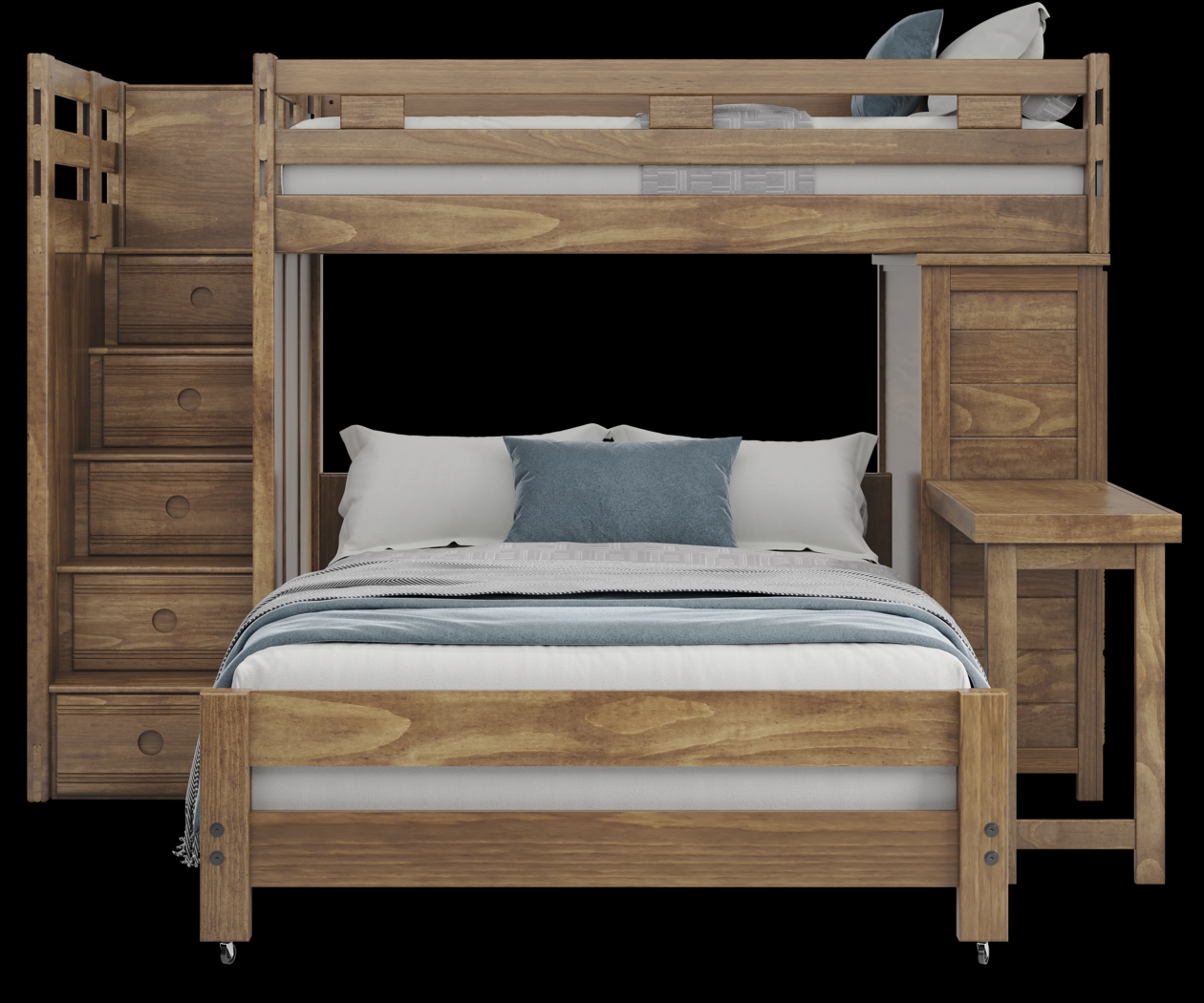 Kids Creekside 2.0 Chestnut Twin/Full Step Loft with Loft Chest and Desk Attachment - Thumbnail - Image 2