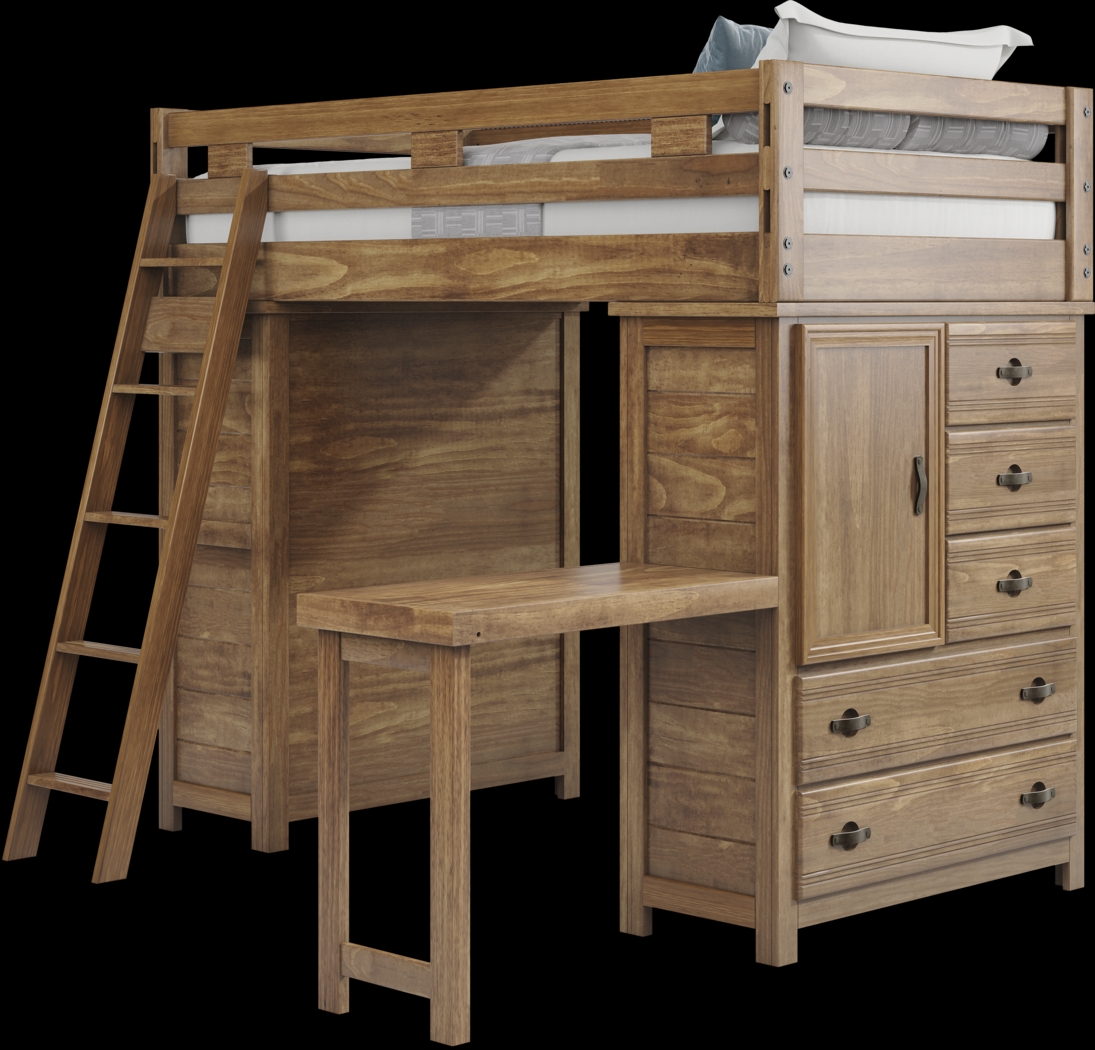 Kids Creekside 2.0 Chestnut Twin Loft with 2 Loft Chests and Desk Attachment - Thumbnail - Image 3