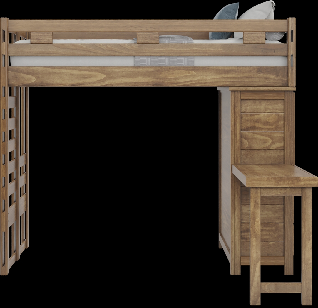 Kids Creekside 2.0 Chestnut Twin Loft with Loft Chest and Desk Attachment - Thumbnail - Image 2