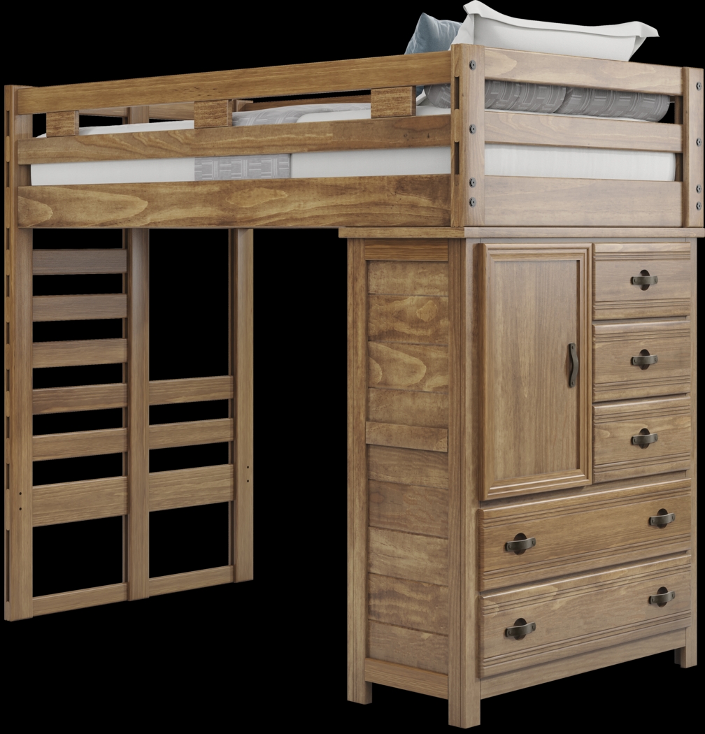 Kids Creekside 2.0 Chestnut Twin Loft with Chest - Thumbnail - Image 1