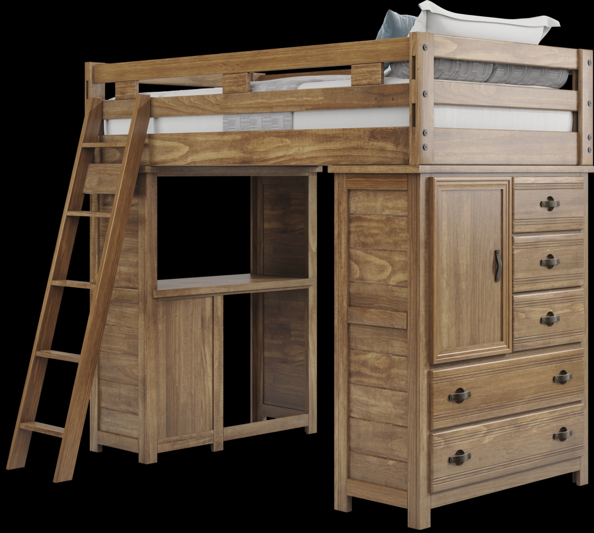 Kids Creekside 2.0 Chestnut Twin Loft with Loft Chest and Desk - Thumbnail - Image 3