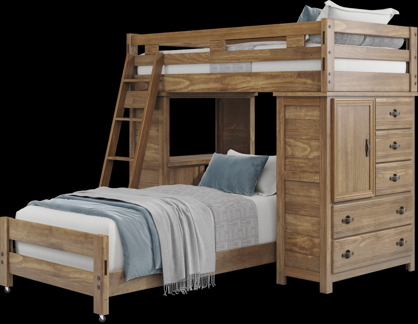 Kids Creekside 2.0 Chestnut Twin/Twin Loft with Loft Chest and Desk - Thumbnail - Image 3