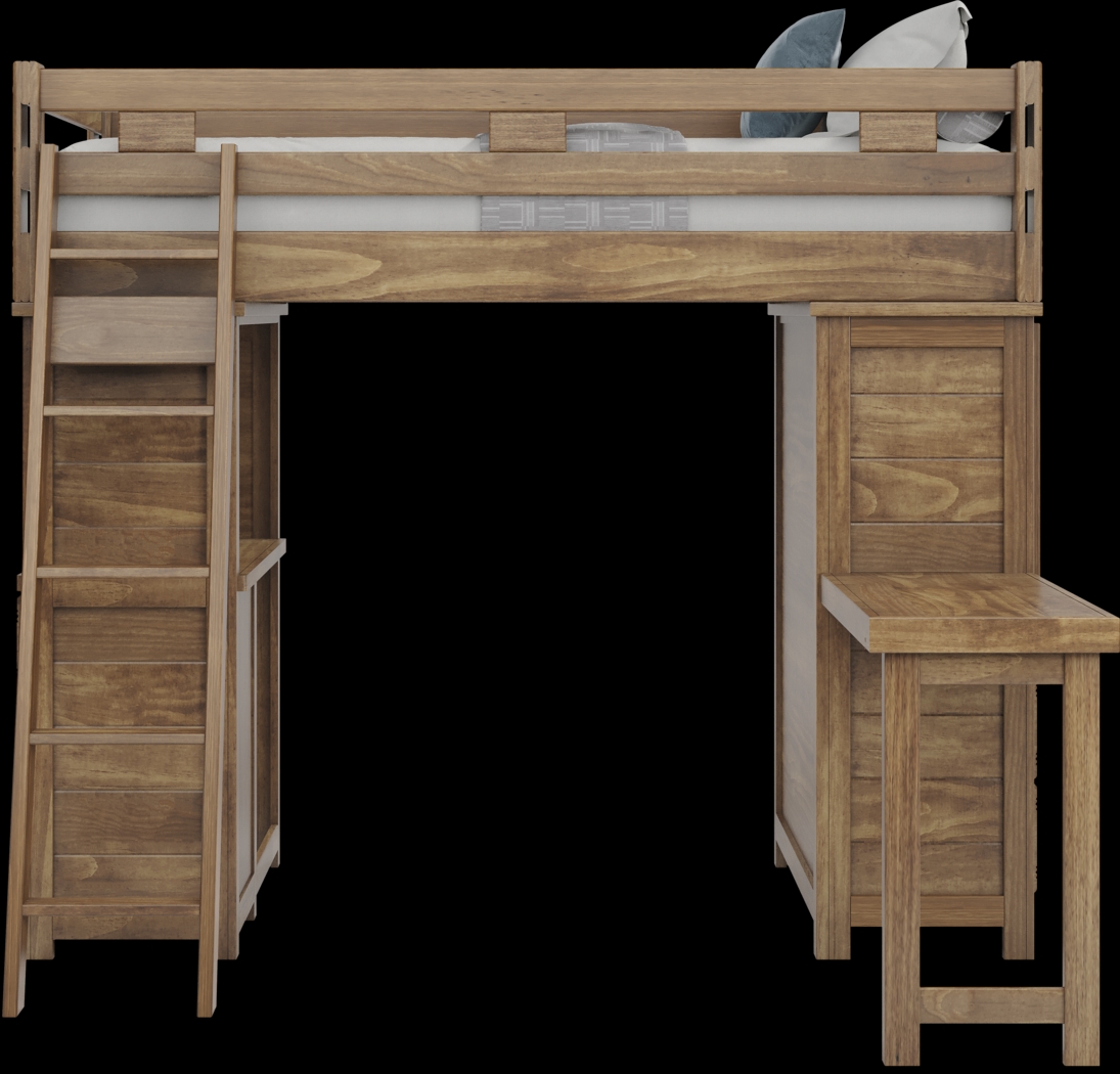 Kids Creekside 2.0 Chestnut Twin Loft with Loft Desk, Chest and Desk Attachment - Thumbnail - Image 2