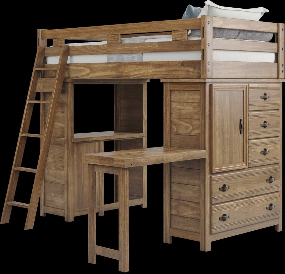 Kids Creekside 2.0 Chestnut Twin Loft with Loft Desk, Chest and Desk Attachment - Thumbnail - Image 3