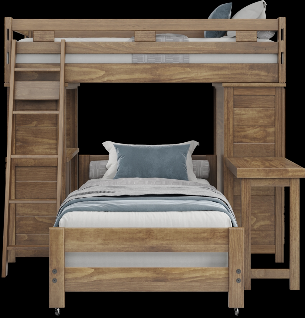 Kids Creekside 2.0 Chestnut Twin/Twin Loft with Loft Chest, Desk and Desk Attachment - Thumbnail - Image 2