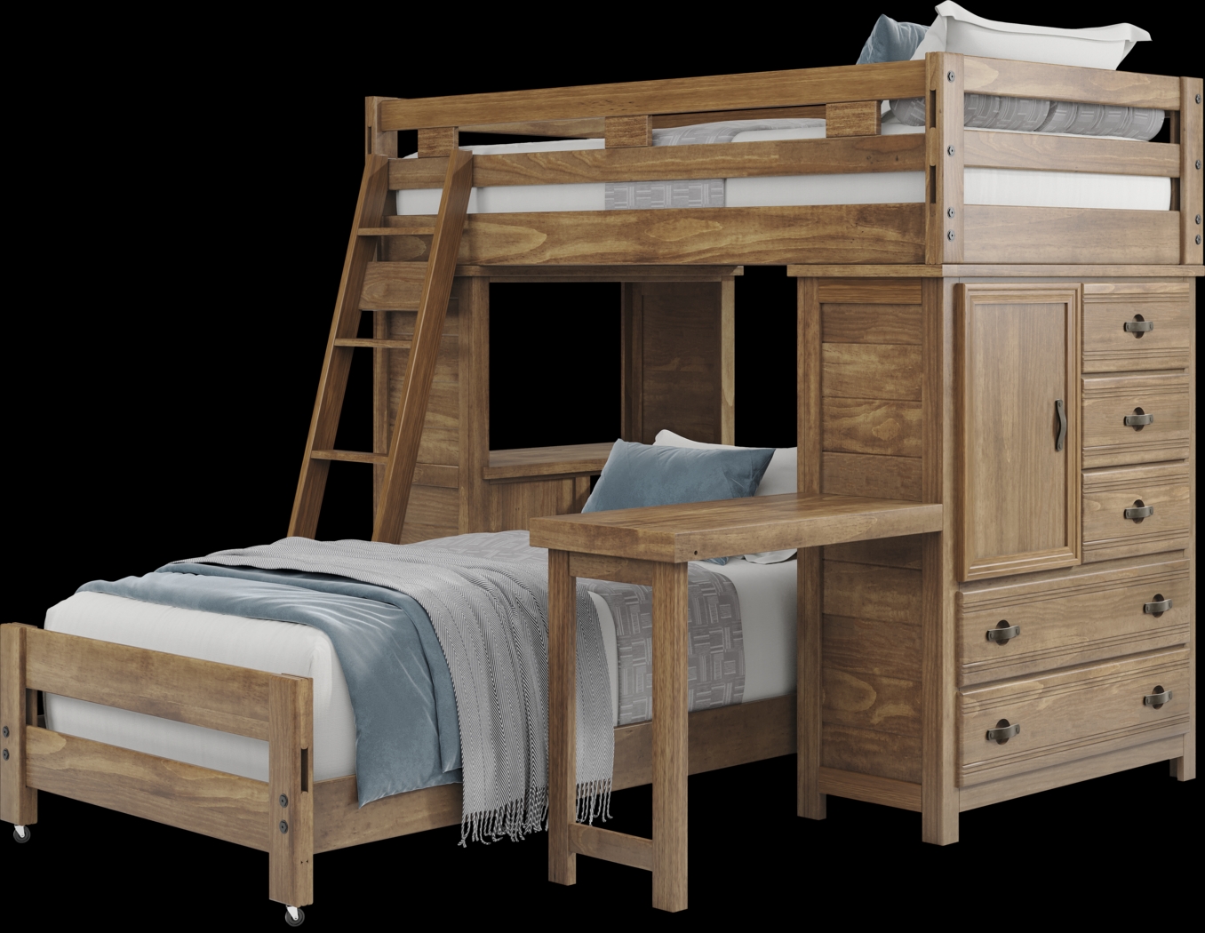 Kids Creekside 2.0 Chestnut Twin/Twin Loft with Loft Chest, Desk and Desk Attachment - Thumbnail - Image 3