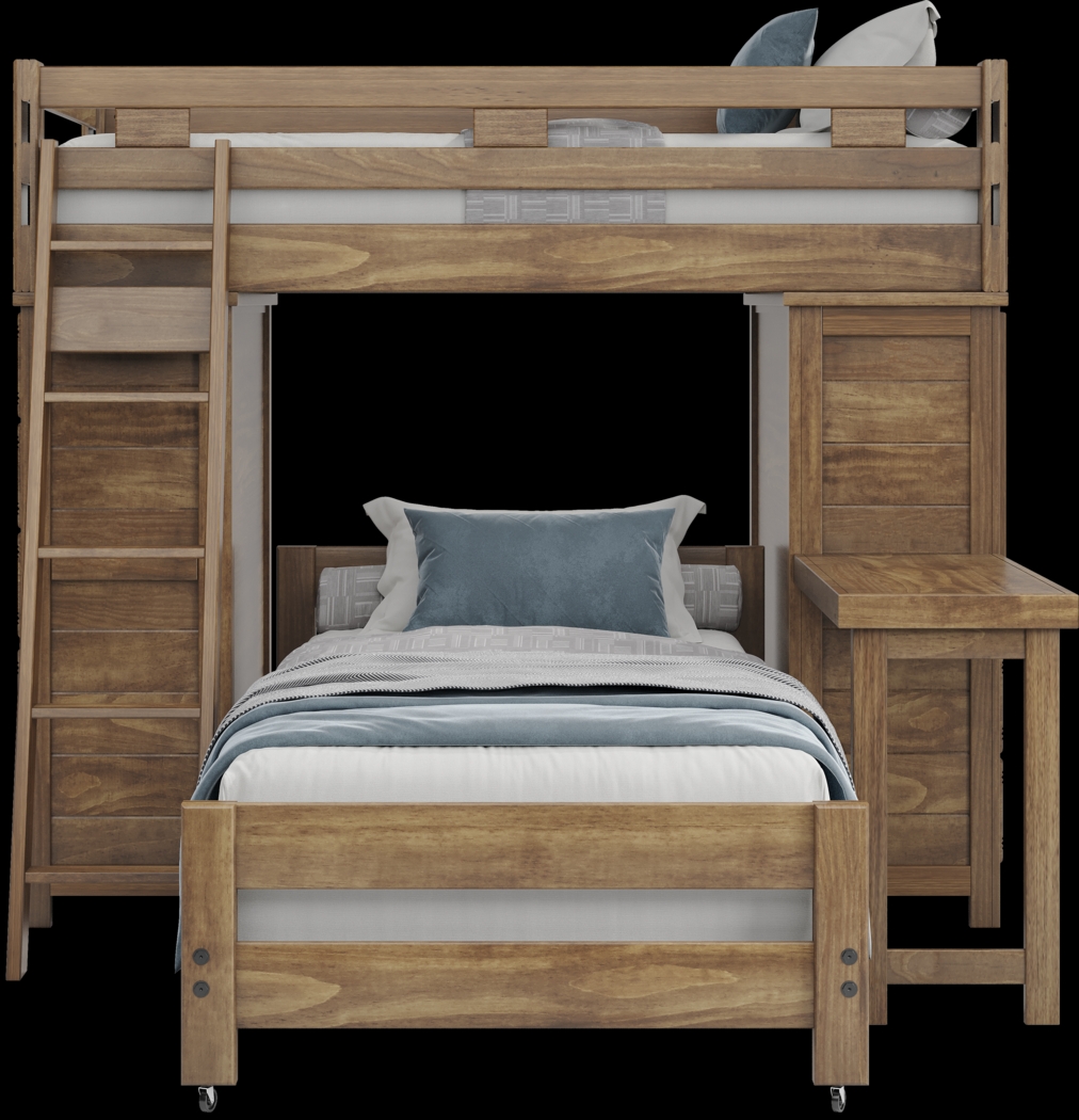Kids Creekside 2.0 Chestnut Twin/Twin Loft with 2 Loft Chests and Desk Attachment - Thumbnail - Image 2