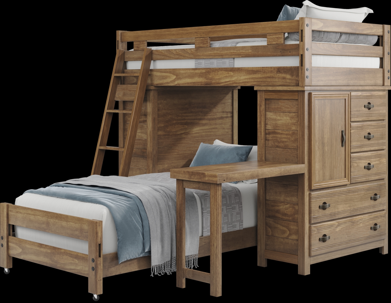 Kids Creekside 2.0 Chestnut Twin/Twin Loft with 2 Loft Chests and Desk Attachment - Thumbnail - Image 3