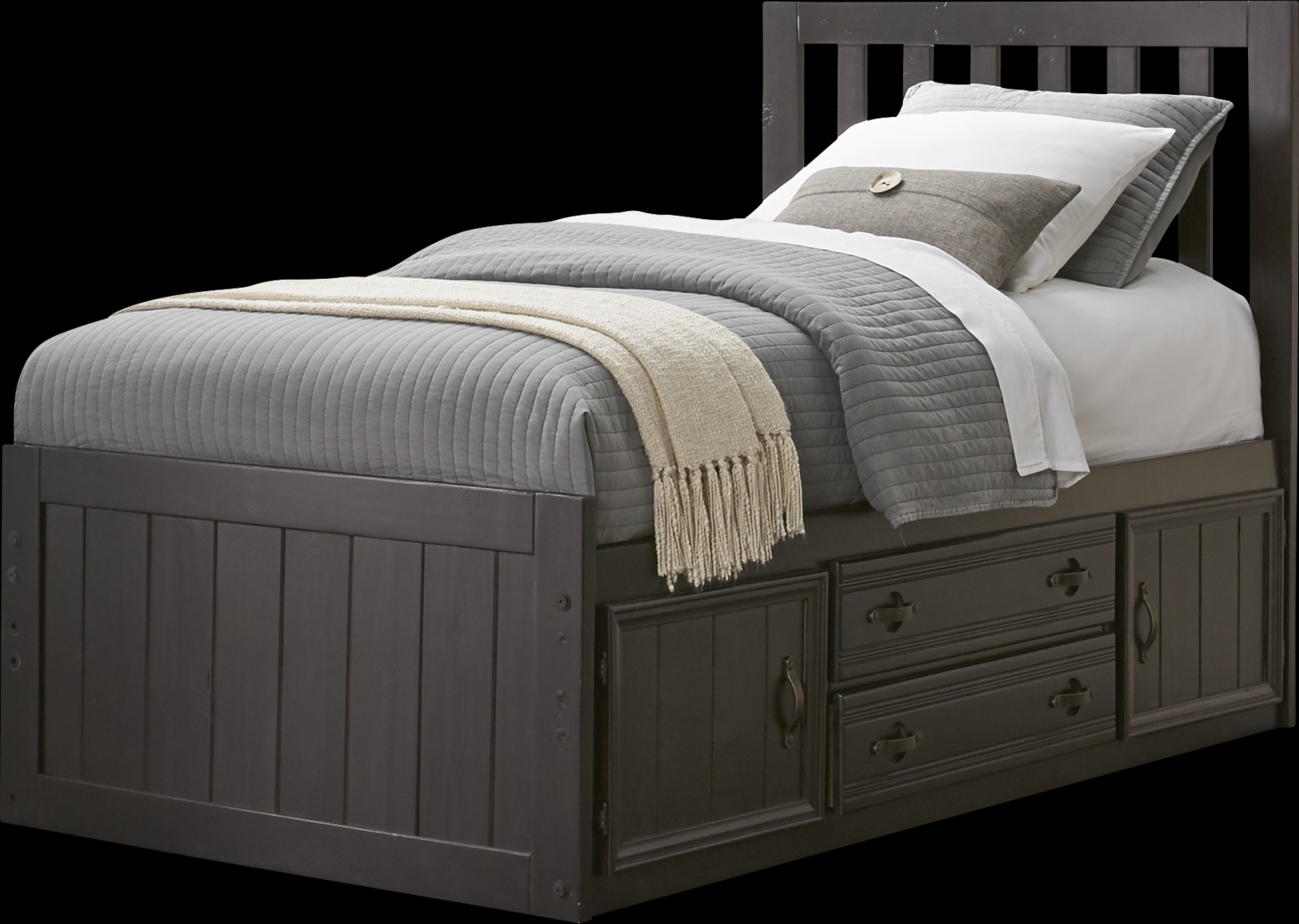 Creekside Charcoal 3 Pc Full Slat Bed with 2 Storage Units - Thumbnail - Image 1