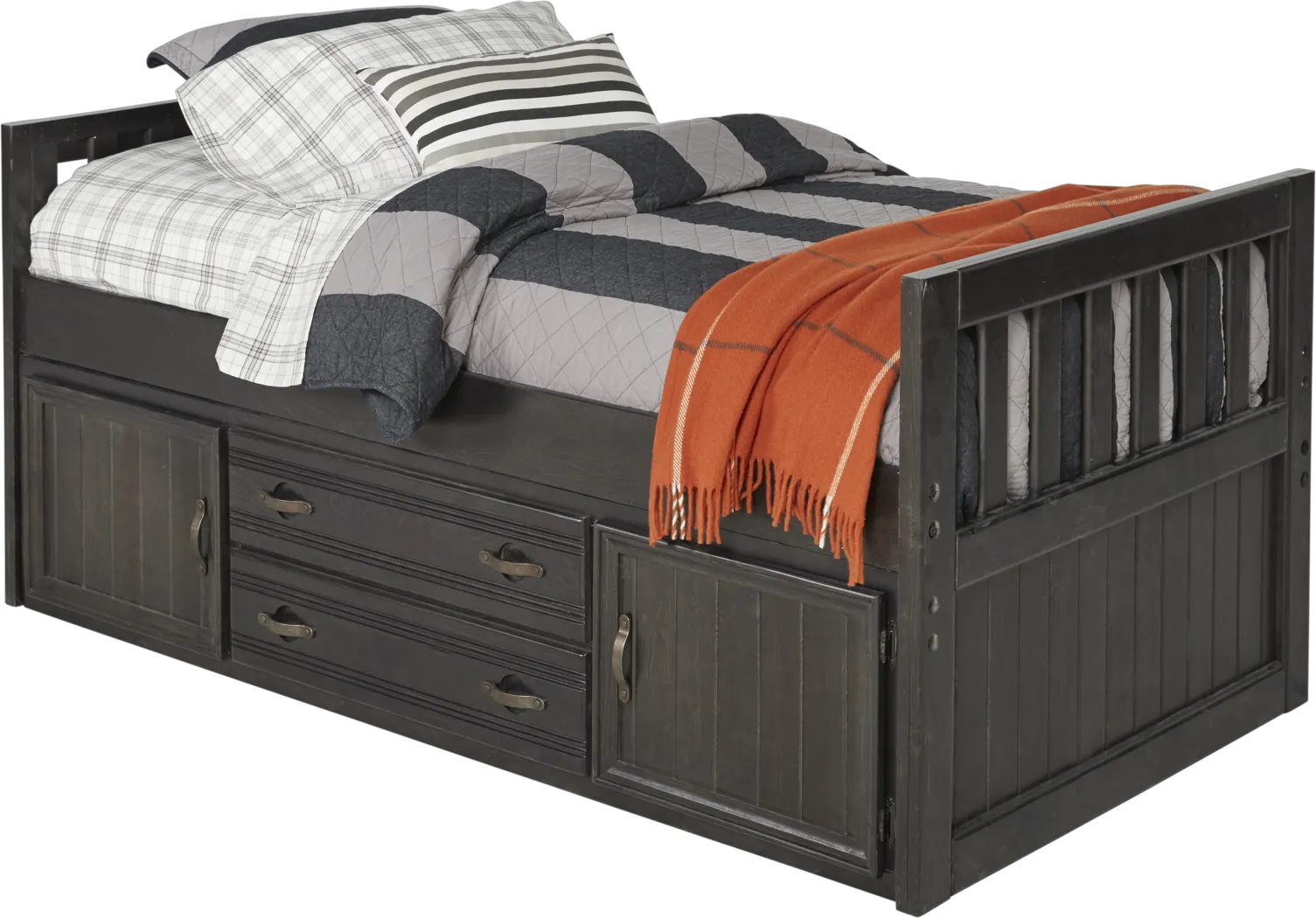 Creekside Charcoal 3 Pc Twin Captain's Bed - Thumbnail - Image 1