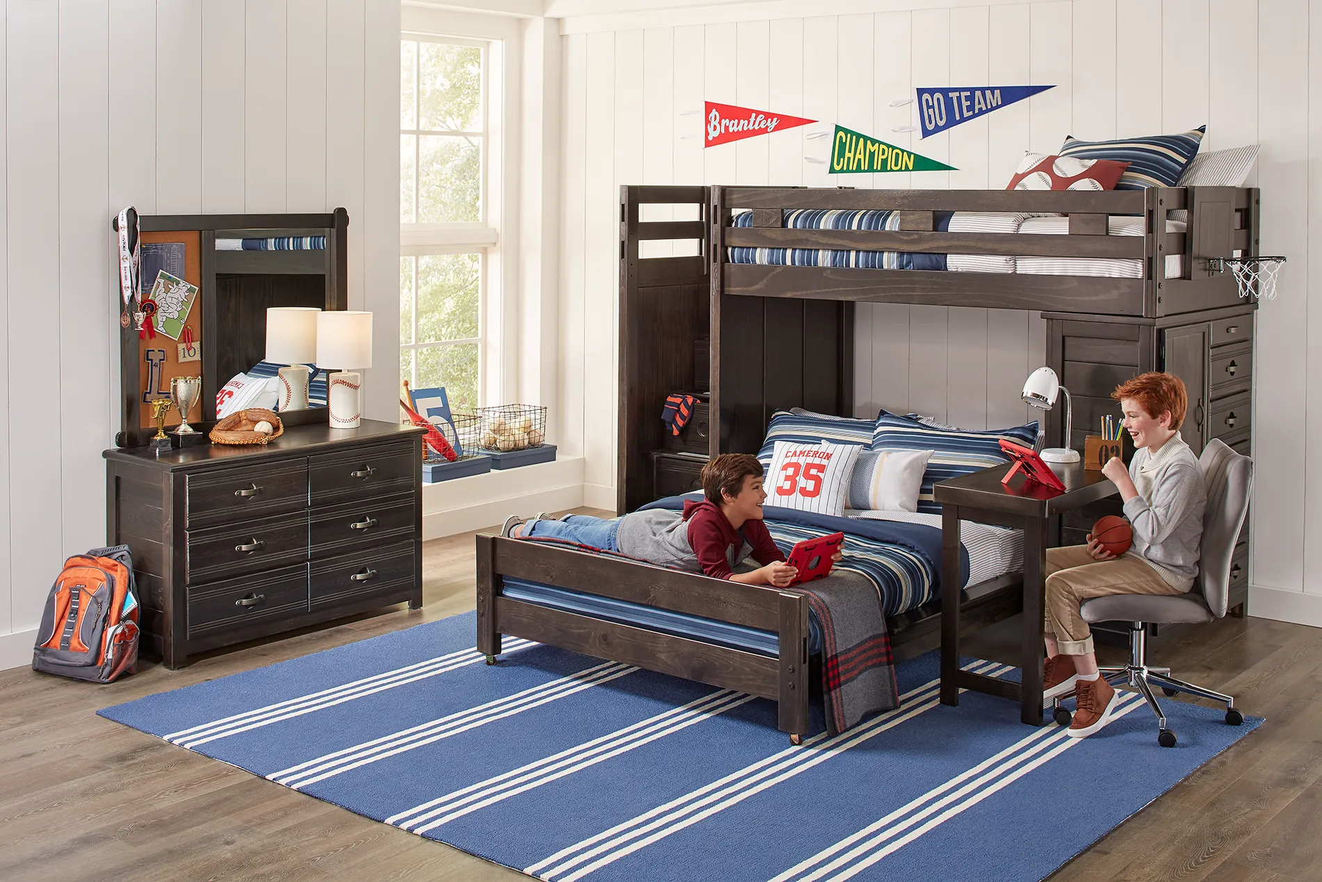 Creekside Charcoal Twin/Full Step Bunk with Chest & Desk Attachment - Image 5